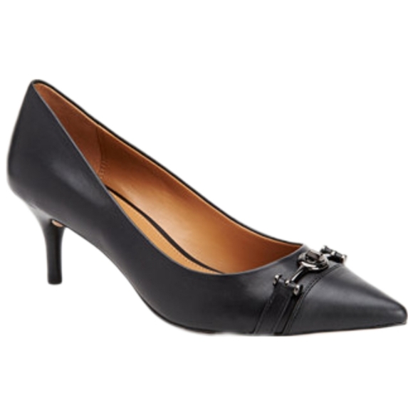 COACH NWB Lauri Pointed-Toe Pump Black with Signature Turnlock Hardware Sz 7.5 - Picture 1 of 9